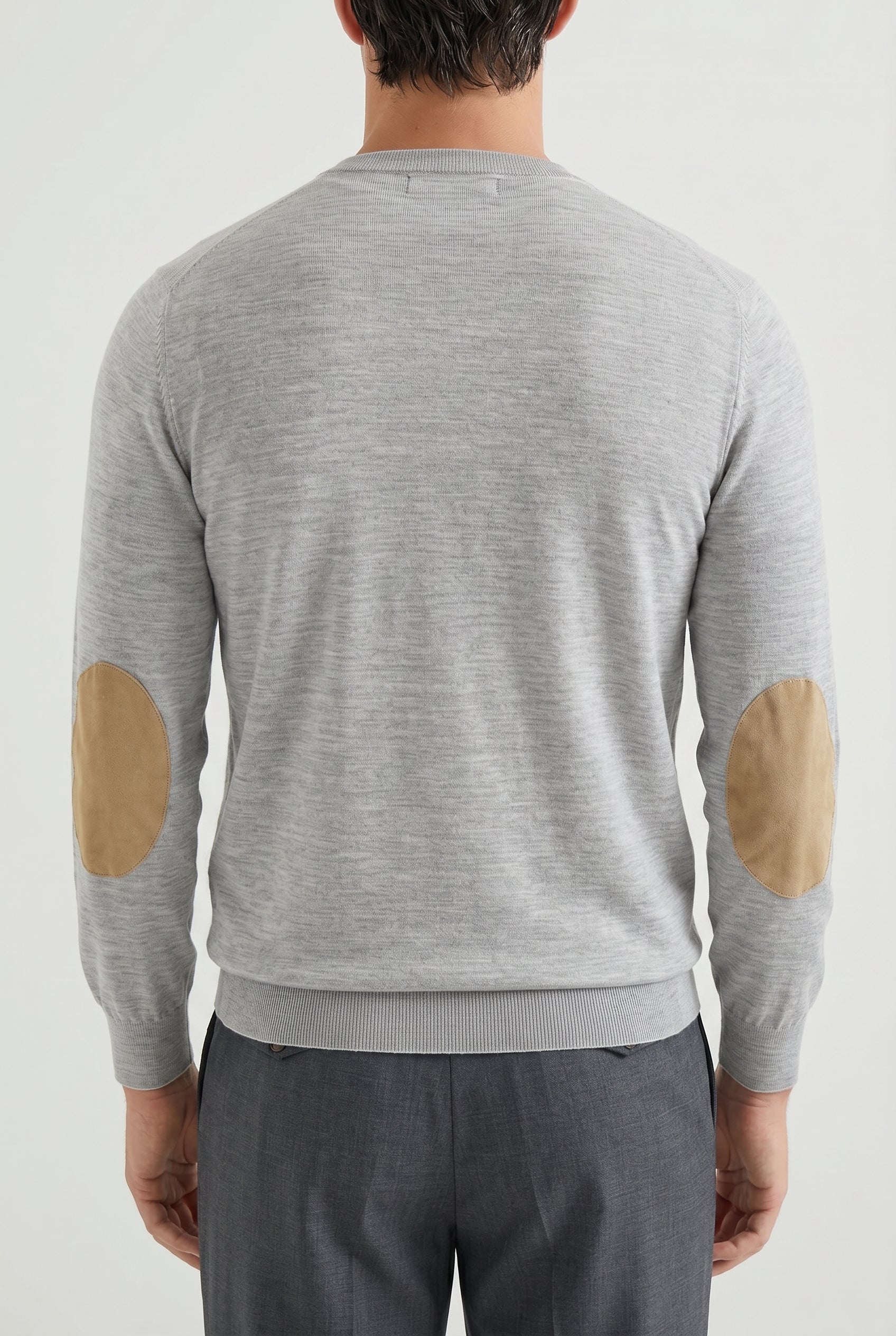 BRUNELLO CUCINELLI MEN'S LIGHT GREY WOOL SWEATER