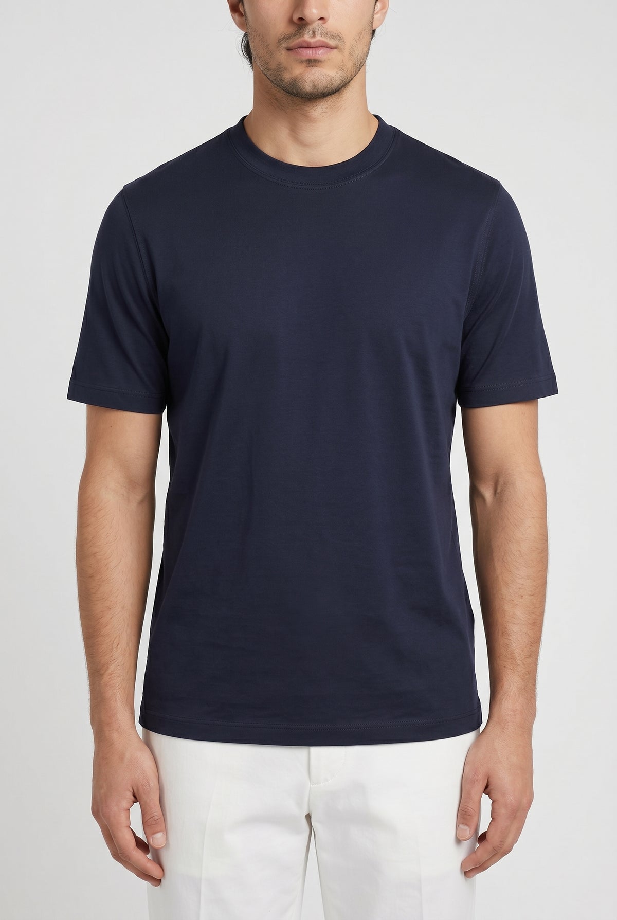 BRUNELLO CUCINELLI MEN'S DARK BLUE COTTON T SHIRT