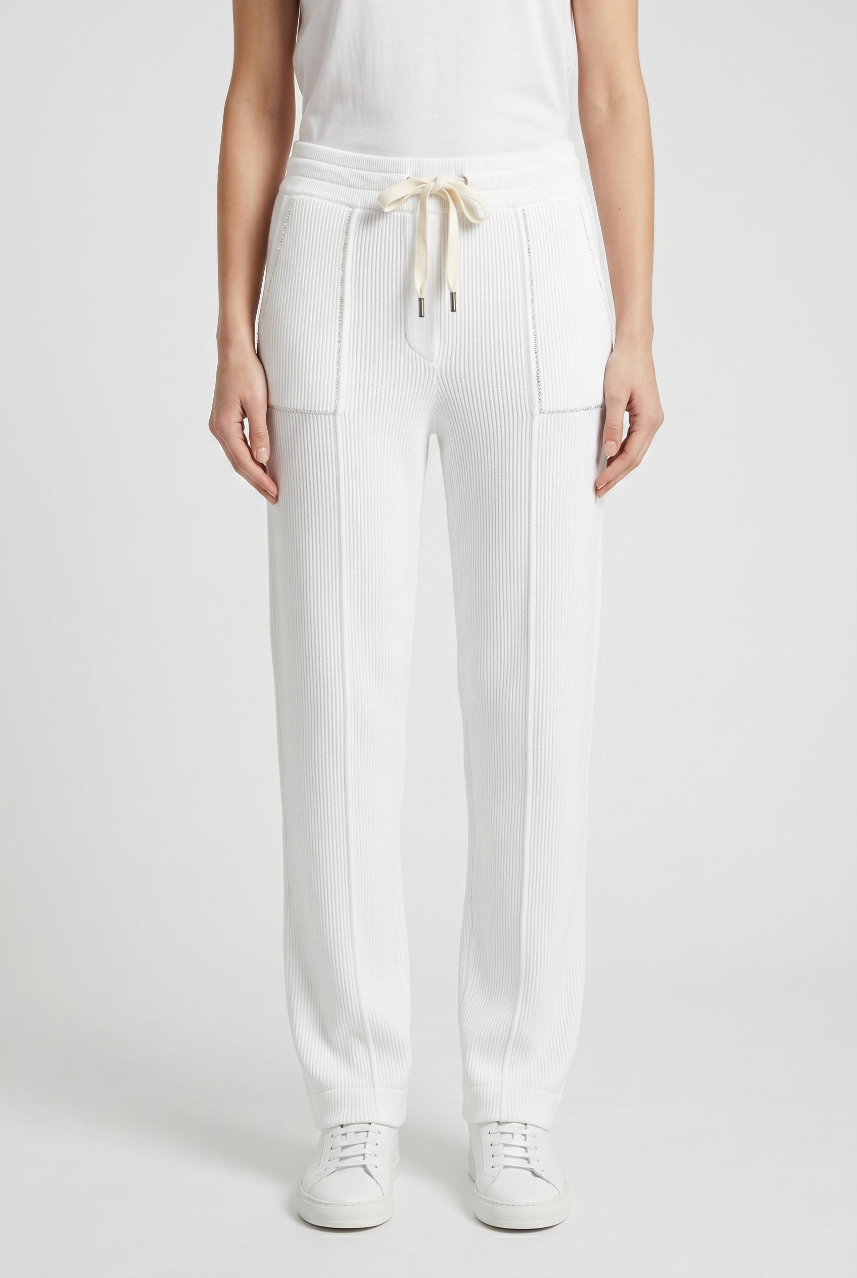 BRUNELLO CUCINELLI WOMEN'S WHITE RELAXED COTTON TROUSERS