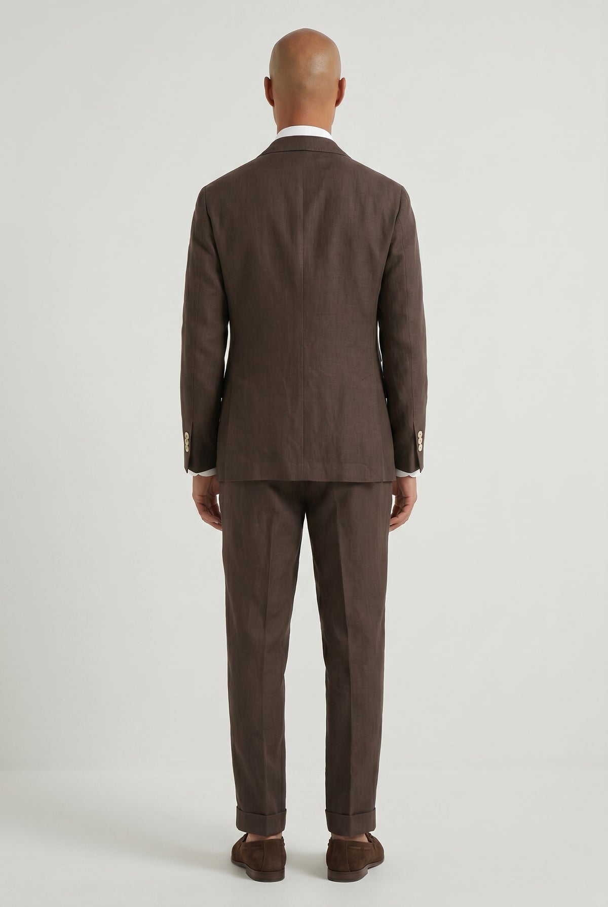 BRUNELLO CUCINELLI MEN'S DARK BROWN LINEN SUIT