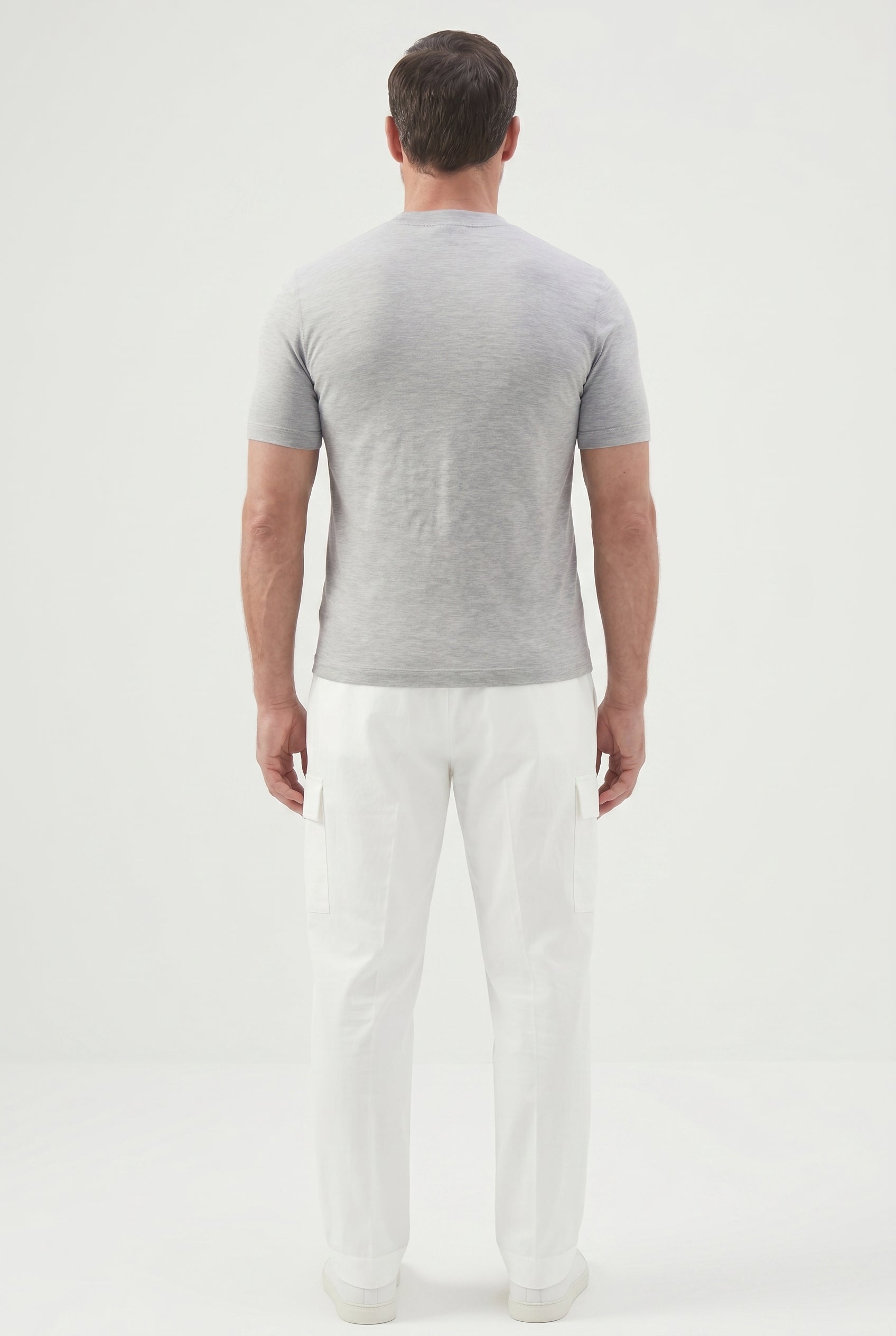 BRUNELLO CUCINELLI MEN'S LIGHT GREY SILK SHIRT
