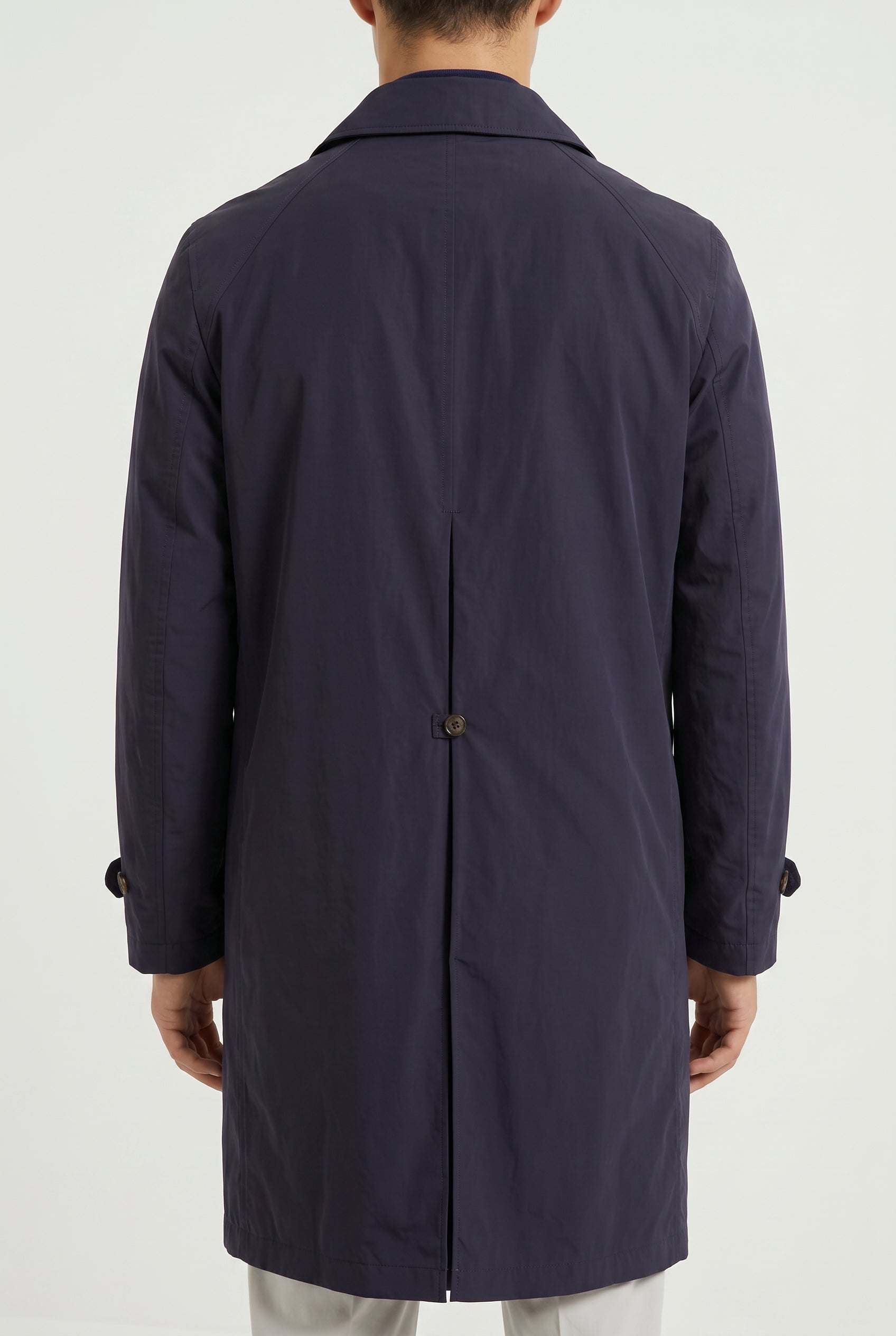 BRUNELLO CUCINELLI MEN'S DARK BLUE TAILORED COAT