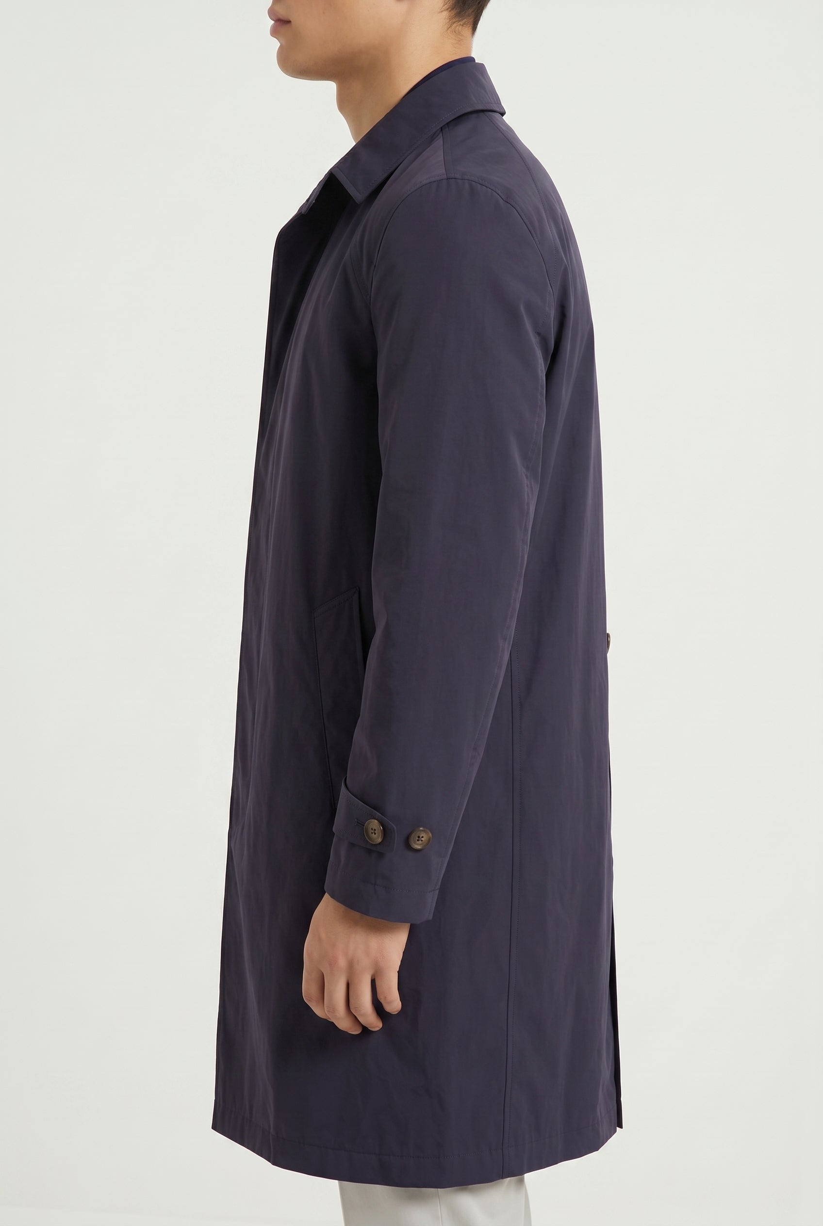BRUNELLO CUCINELLI MEN'S DARK BLUE TAILORED COAT
