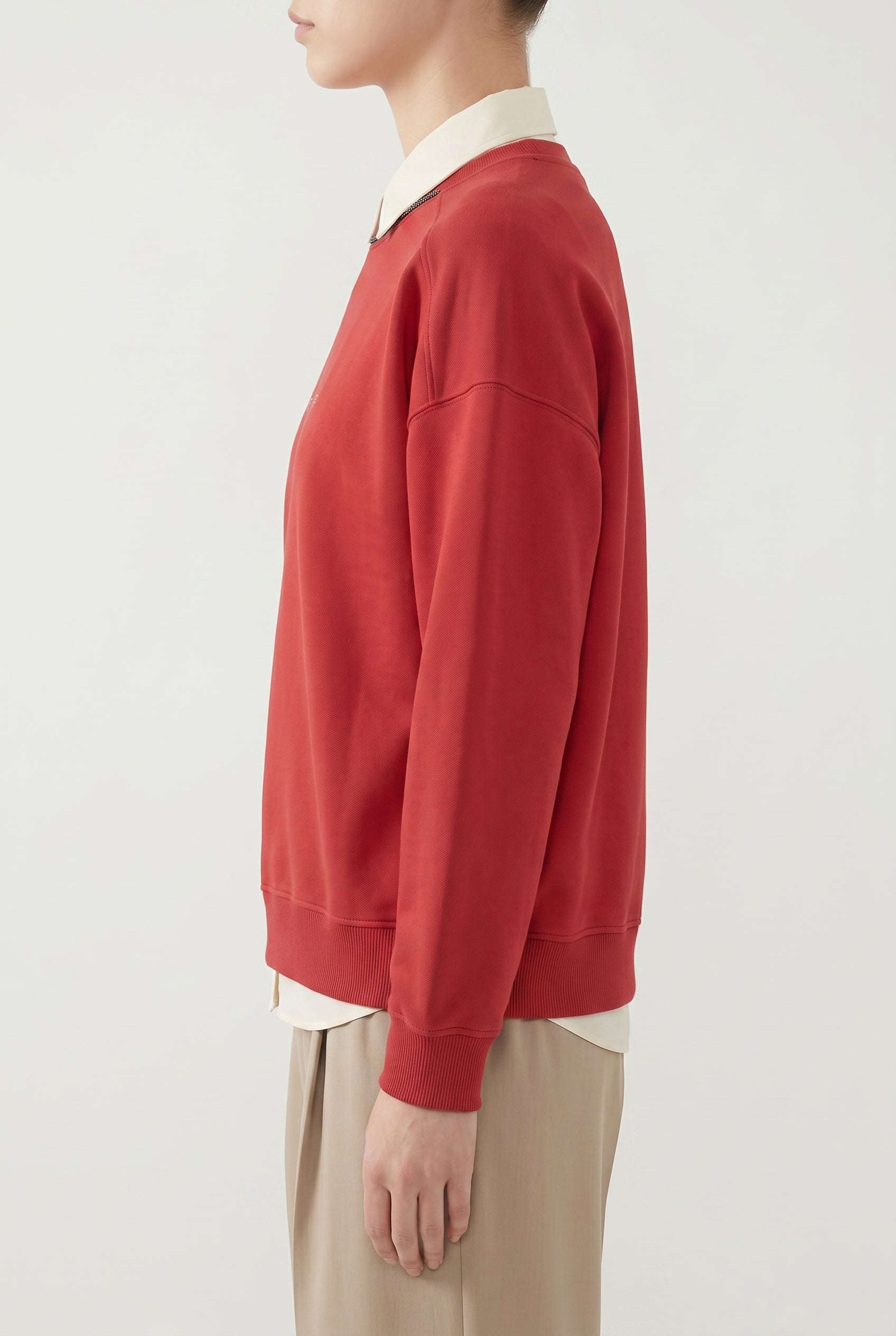 BRUNELLO CUCINELLI WOMEN'S RED RELAXED COTTON SWEATER