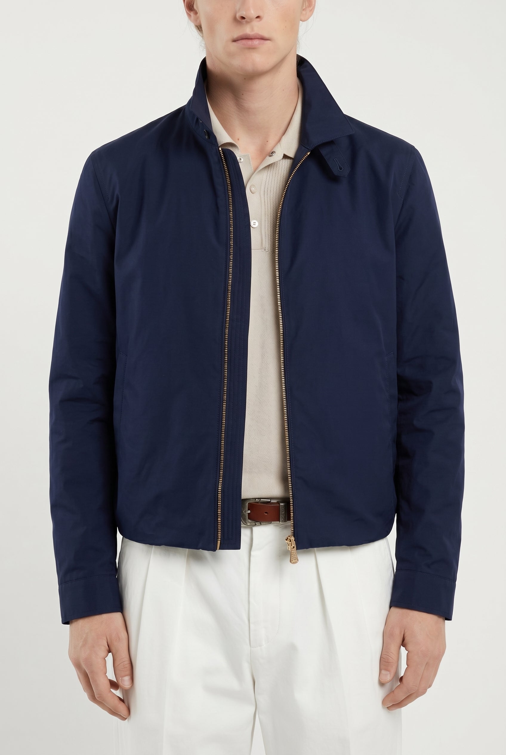 BRUNELLO CUCINELLI MEN'S DARK BLUE ZIP JACKET