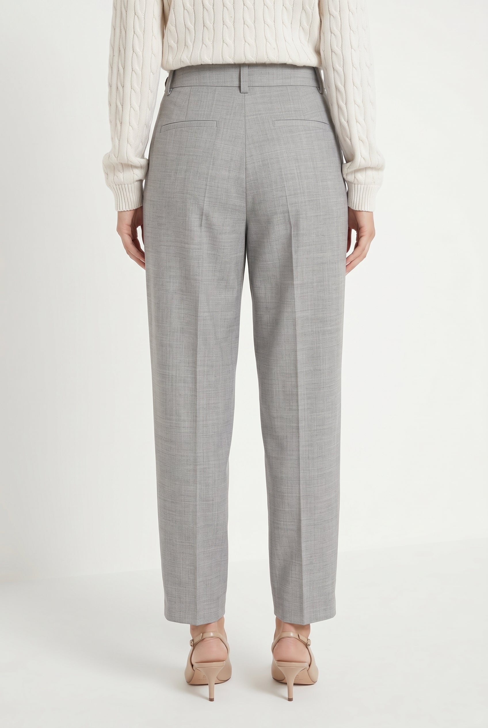 BRUNELLO CUCINELLI WOMEN'S LIGHT GREY WOOL TROUSERS
