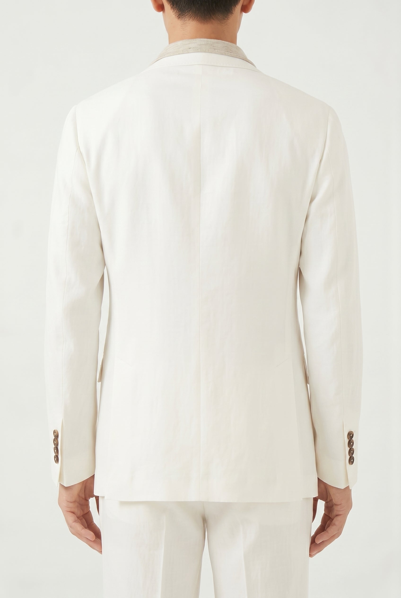 BRUNELLO CUCINELLI MEN'S OFF WHITE SILK BLAZER