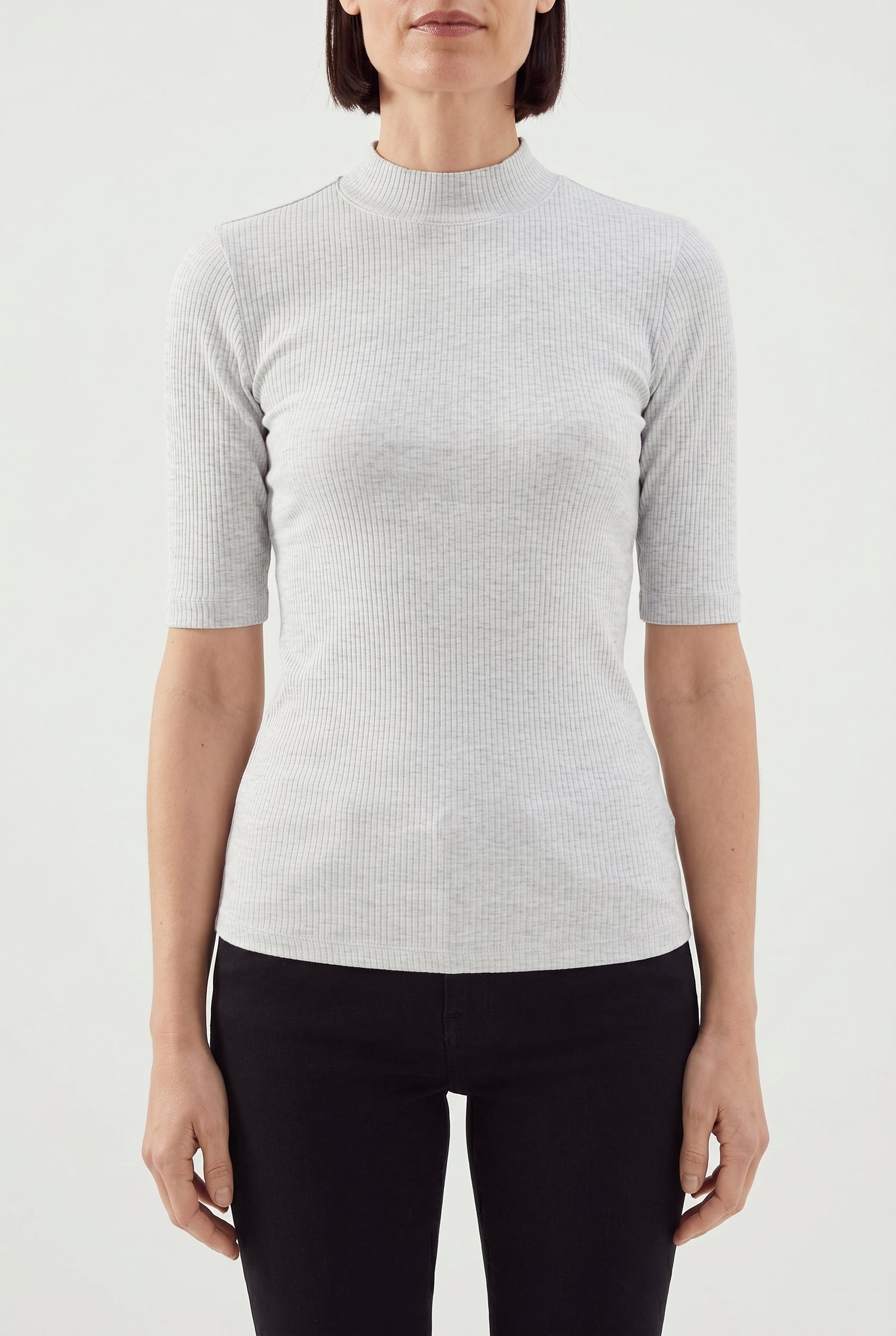 BRUNELLO CUCINELLI WOMEN'S LIGHT GREY FITTED SHIRT