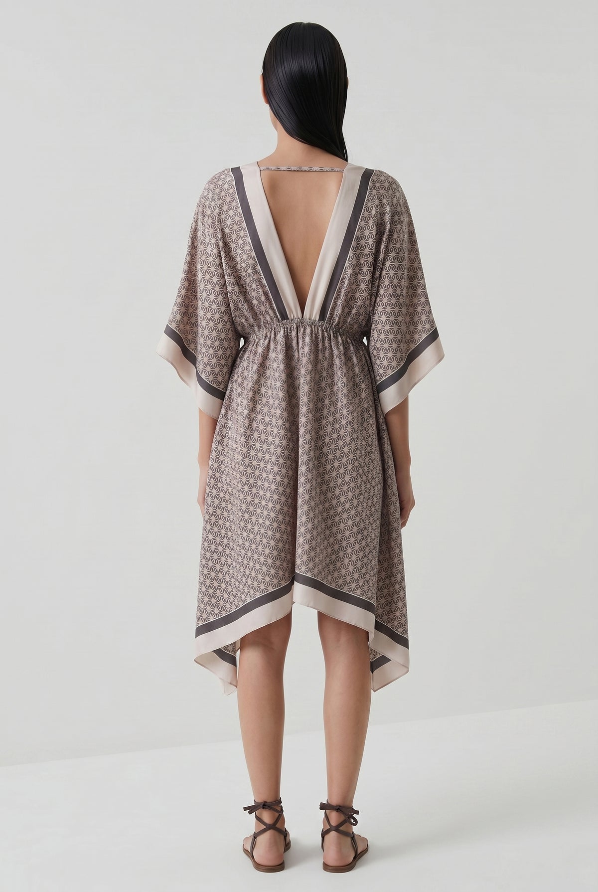 BRUNELLO CUCINELLI WOMEN'S BEIGE SILK RELAXED DRESS
