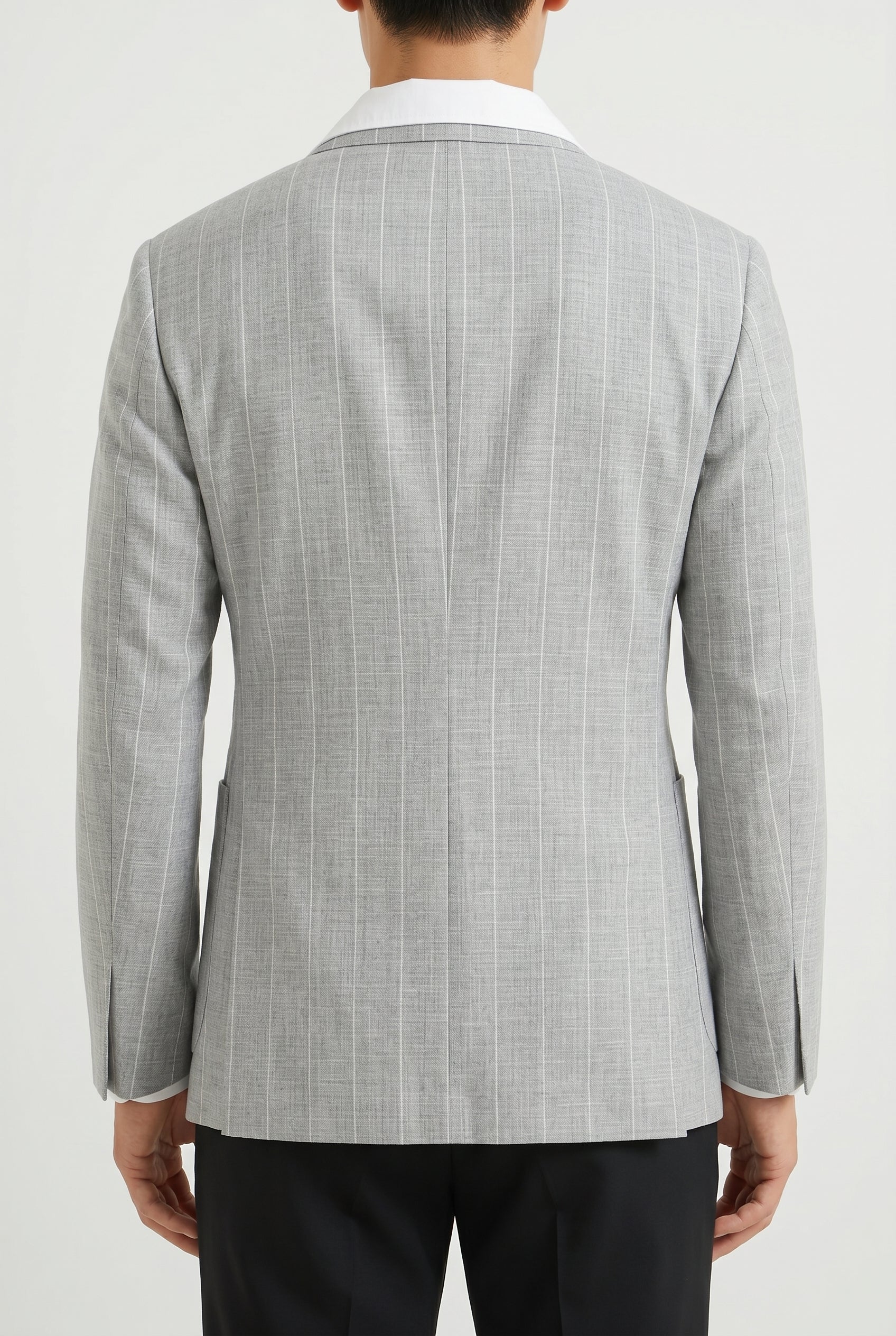 BRUNELLO CUCINELLI MEN'S LIGHT GREY WOOL BLAZER