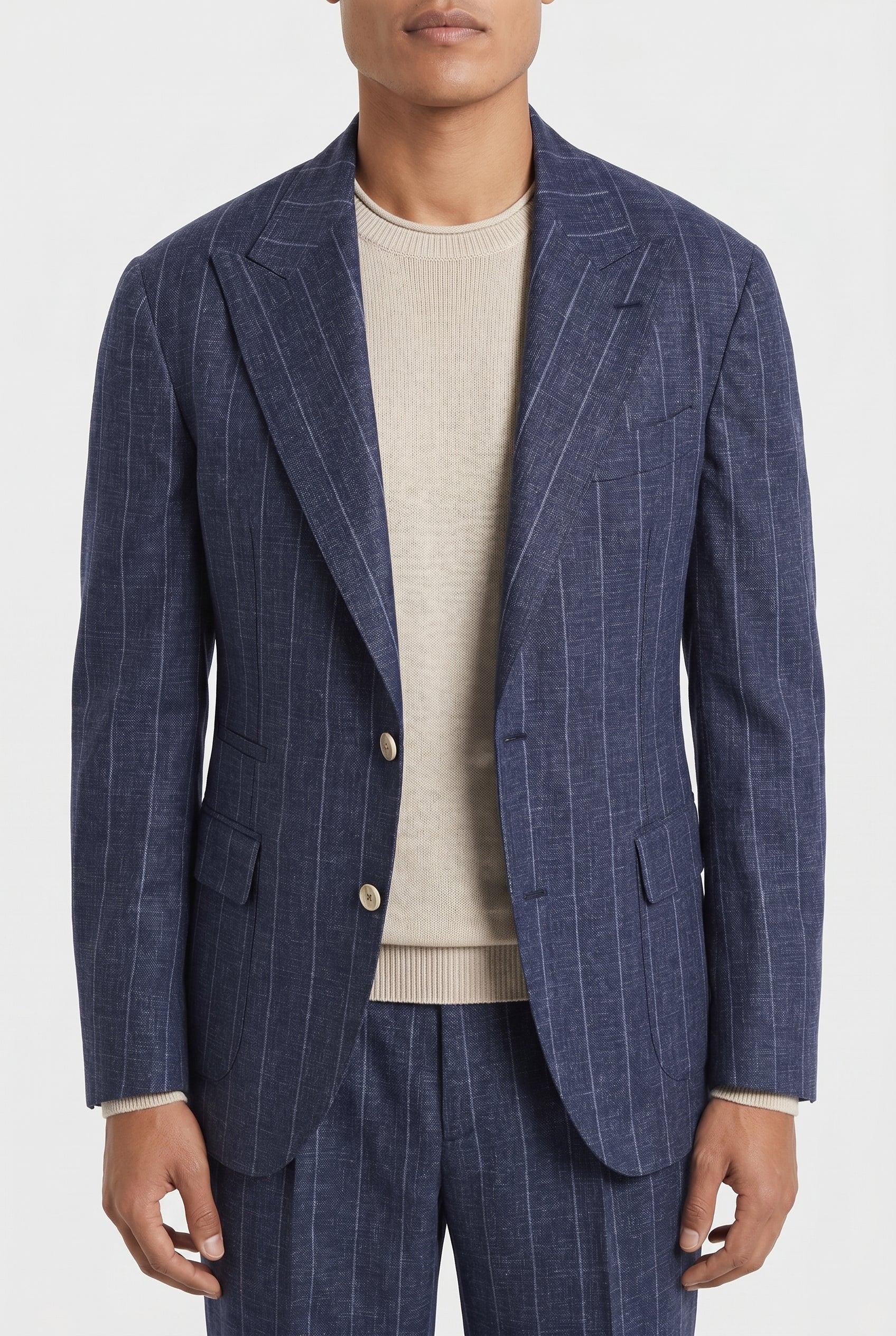 BRUNELLO CUCINELLI MEN'S NAVY WOOL TAILORED BLAZER