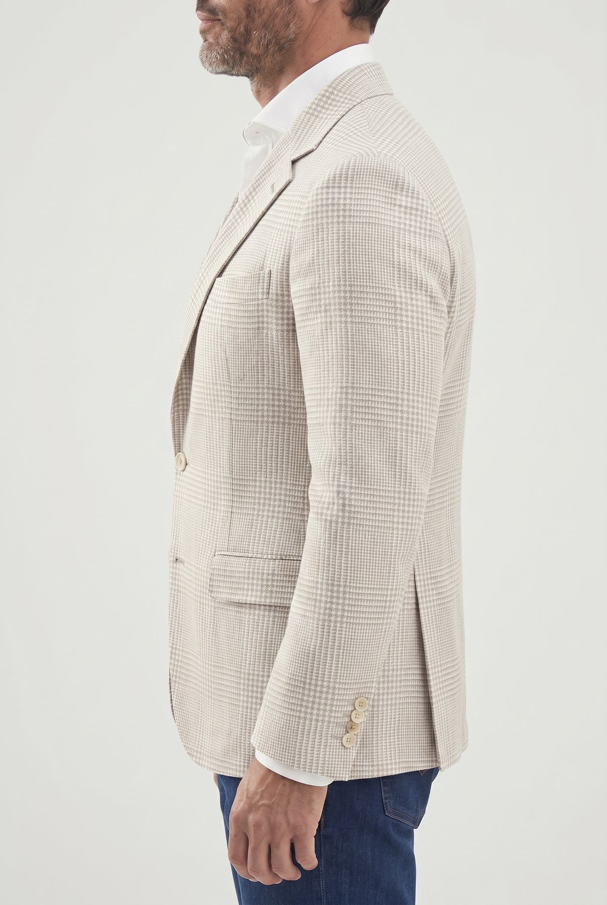 BRUNELLO CUCINELLI MEN'S LIGHT BEIGE LINEN WOOL BLAZER
