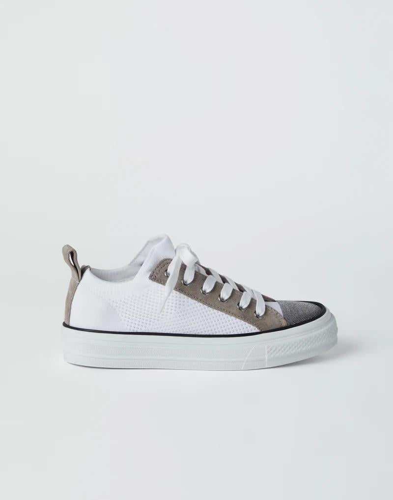 BRUNELLO CUCINELLI WOMEN'S WHITE MESH CONTRAST SNEAKERS