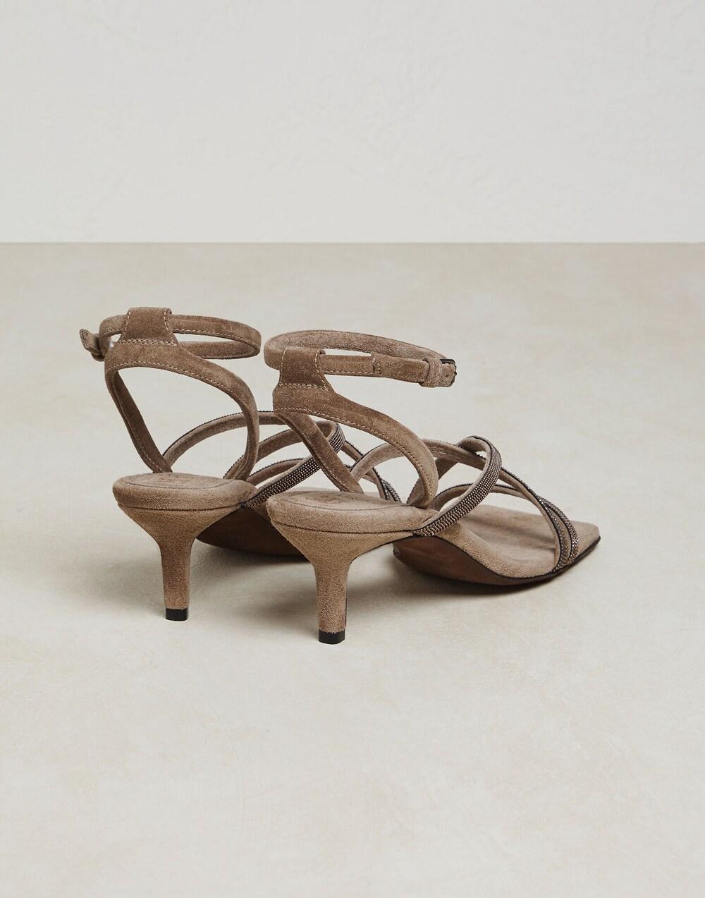 BRUNELLO CUCINELLI WOMEN'S BROWN SUEDE STRAPPY SHOE