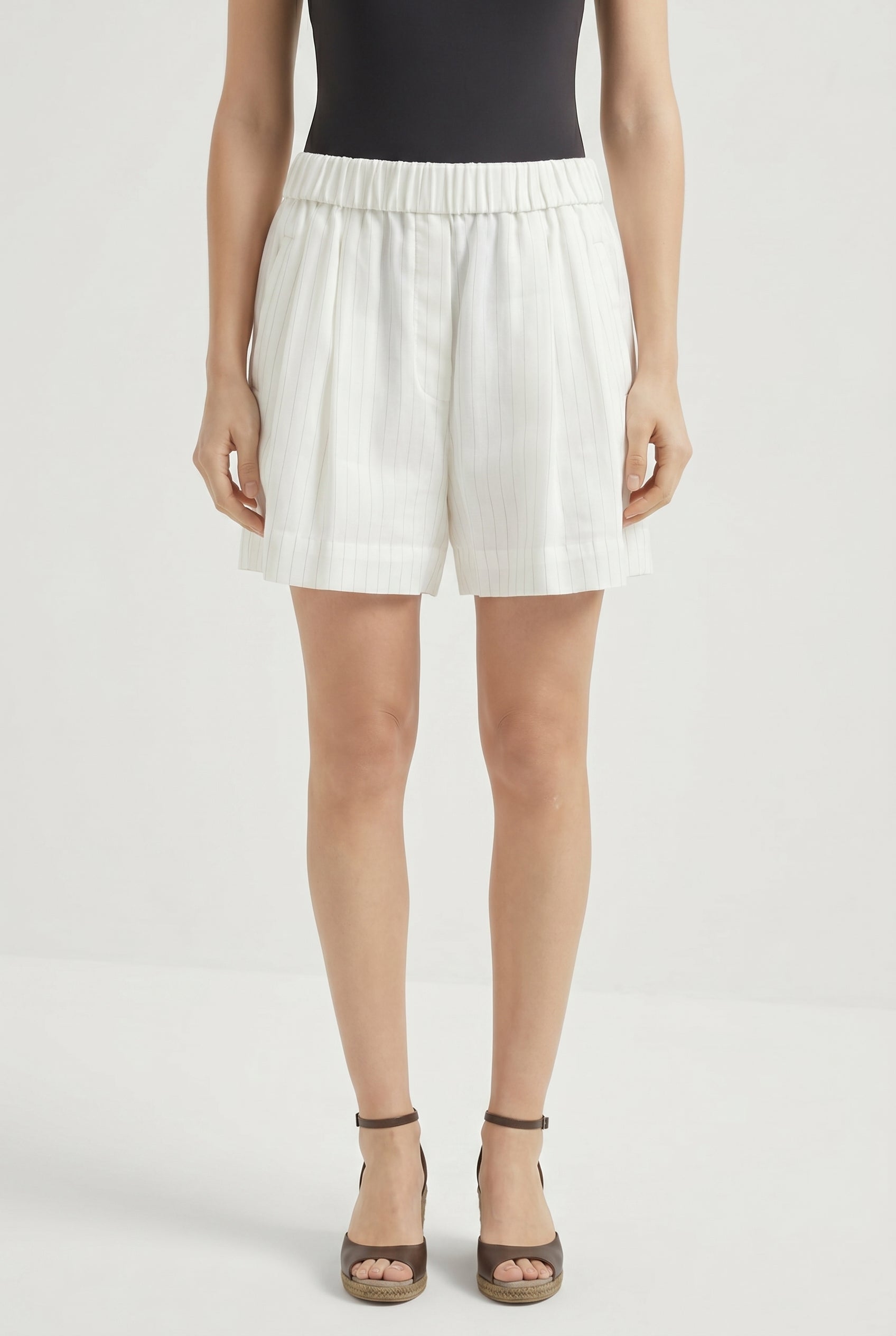 BRUNELLO CUCINELLI WOMEN'S OFF WHITE RELAXED SHORTS