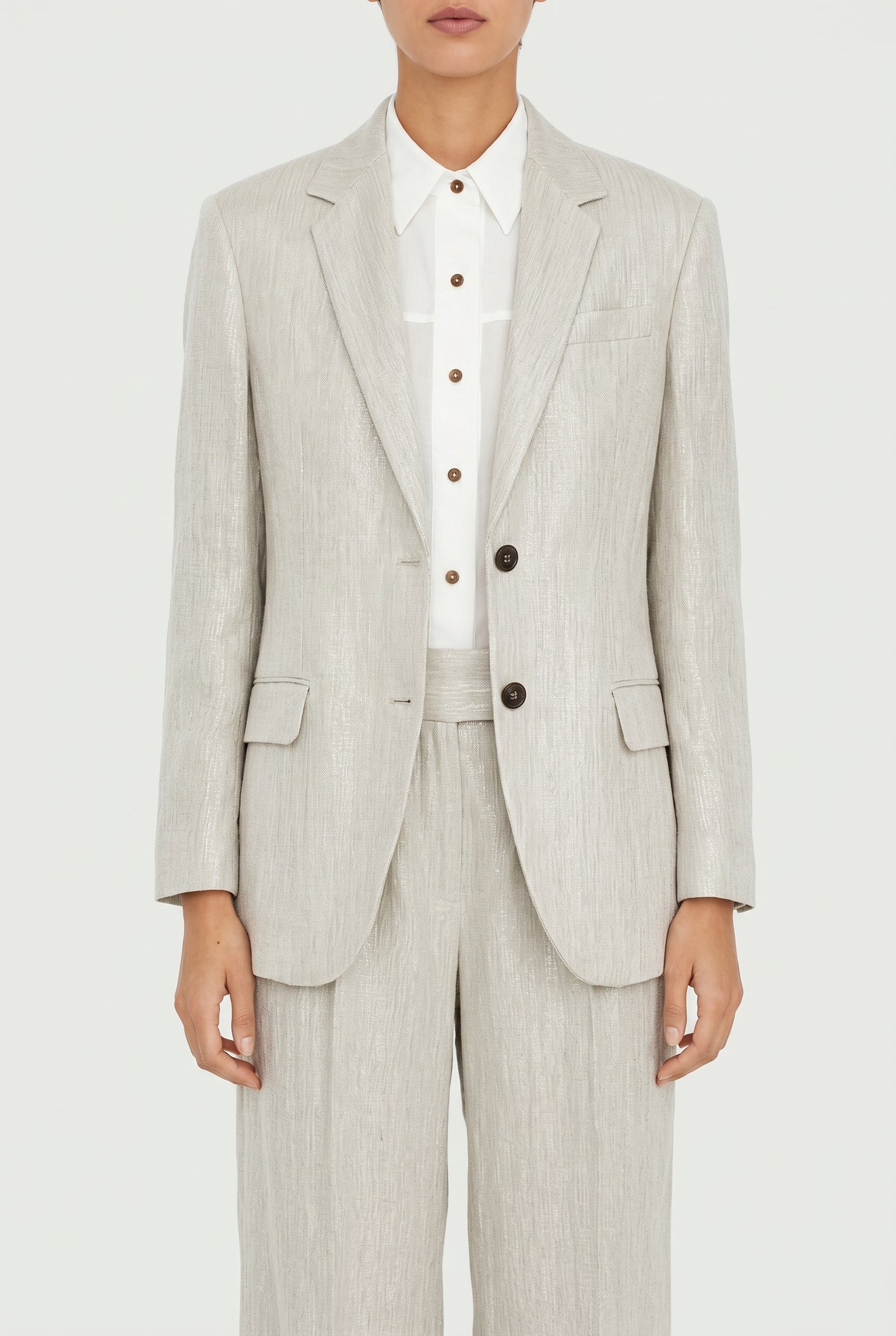 BRUNELLO CUCINELLI WOMEN'S LIGHT BEIGE LINEN SUIT