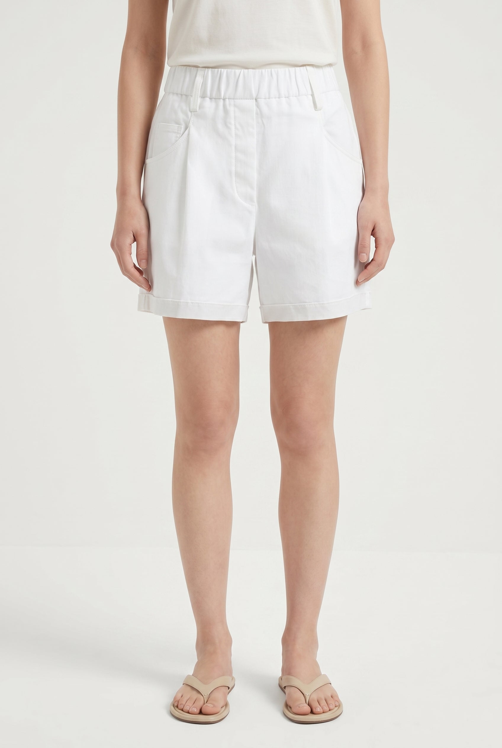 BRUNELLO CUCINELLI WOMEN'S WHITE RELAXED SHORTS