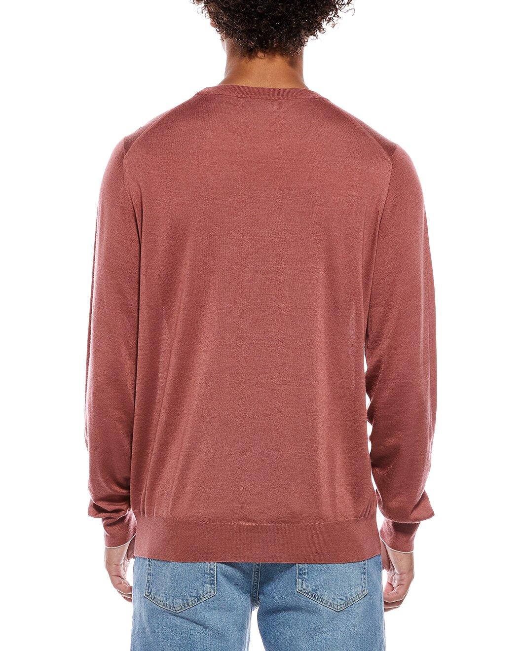 BRUNELLO CUCINELLI MEN'S RASPBERRY SILK WOOL SWEATER