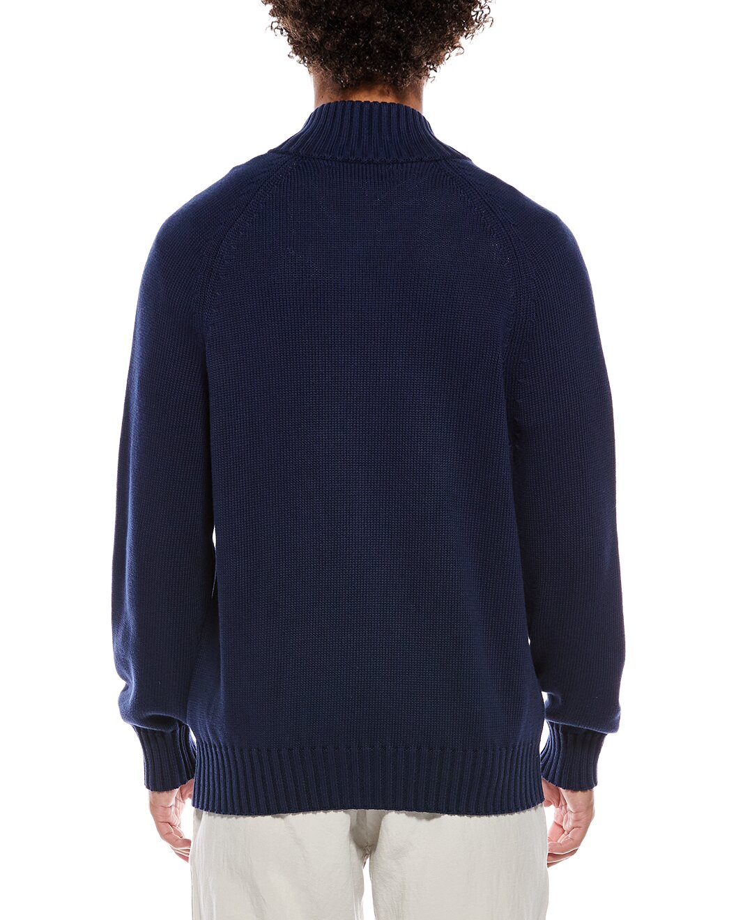 BRUNELLO CUCINELLI MEN'S DARK BLUE ZIP SWEATER