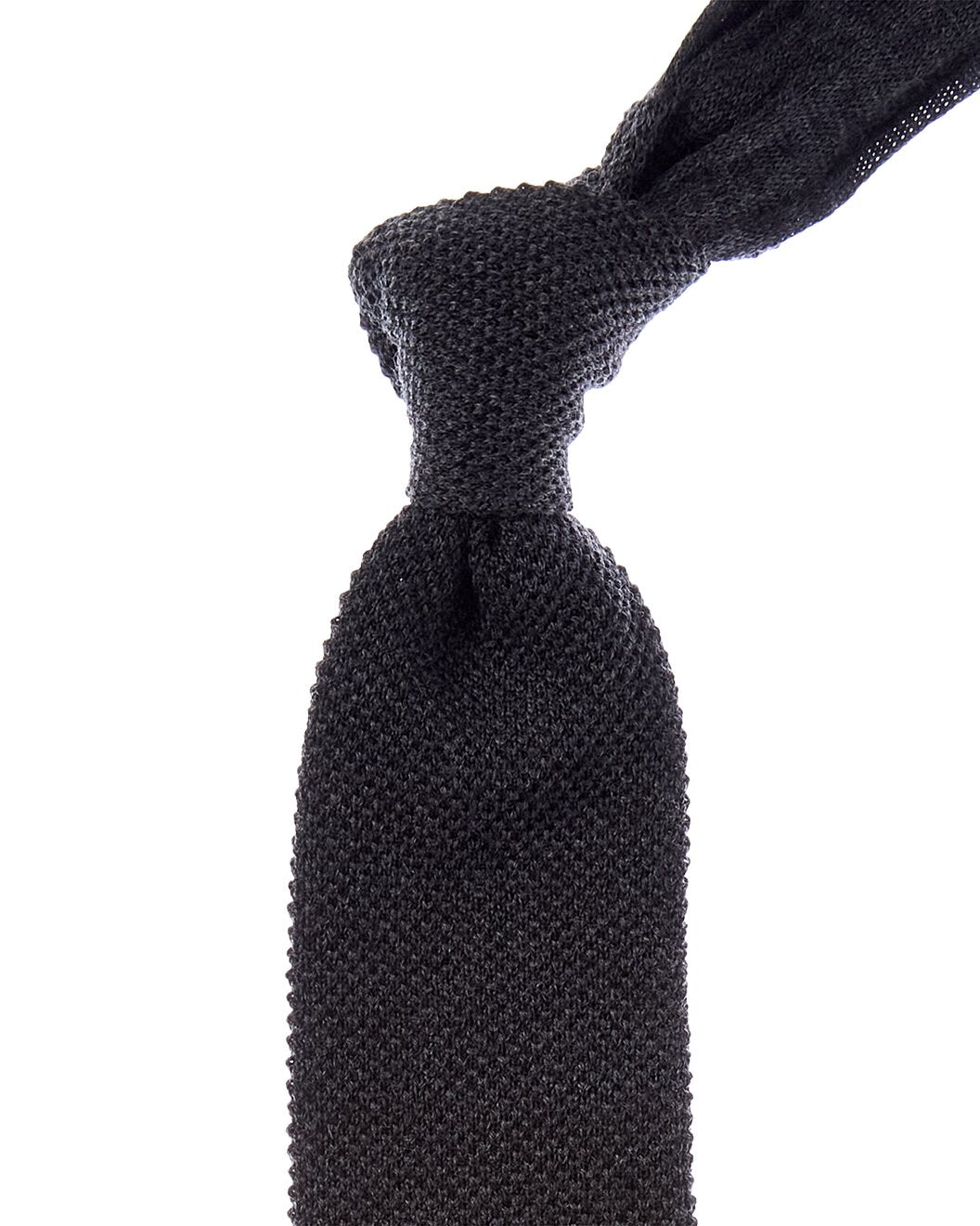BRUNELLO CUCINELLI MEN'S DARK GREY WOOL KNIT TIE