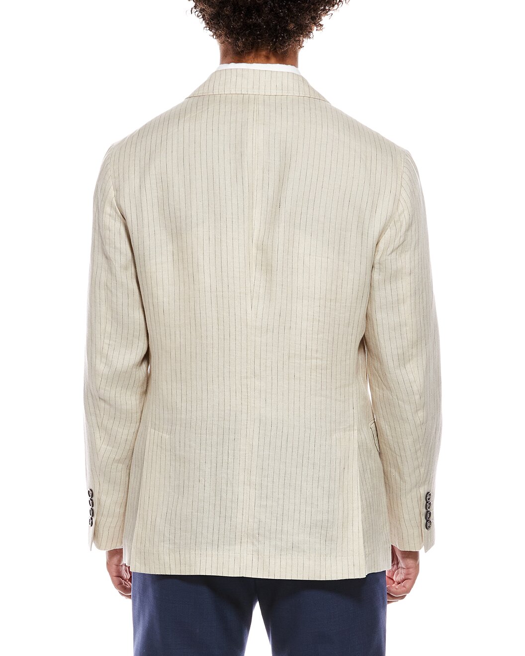 BRUNELLO CUCINELLI MEN'S BEIGE STRIPED LINEN JACKET