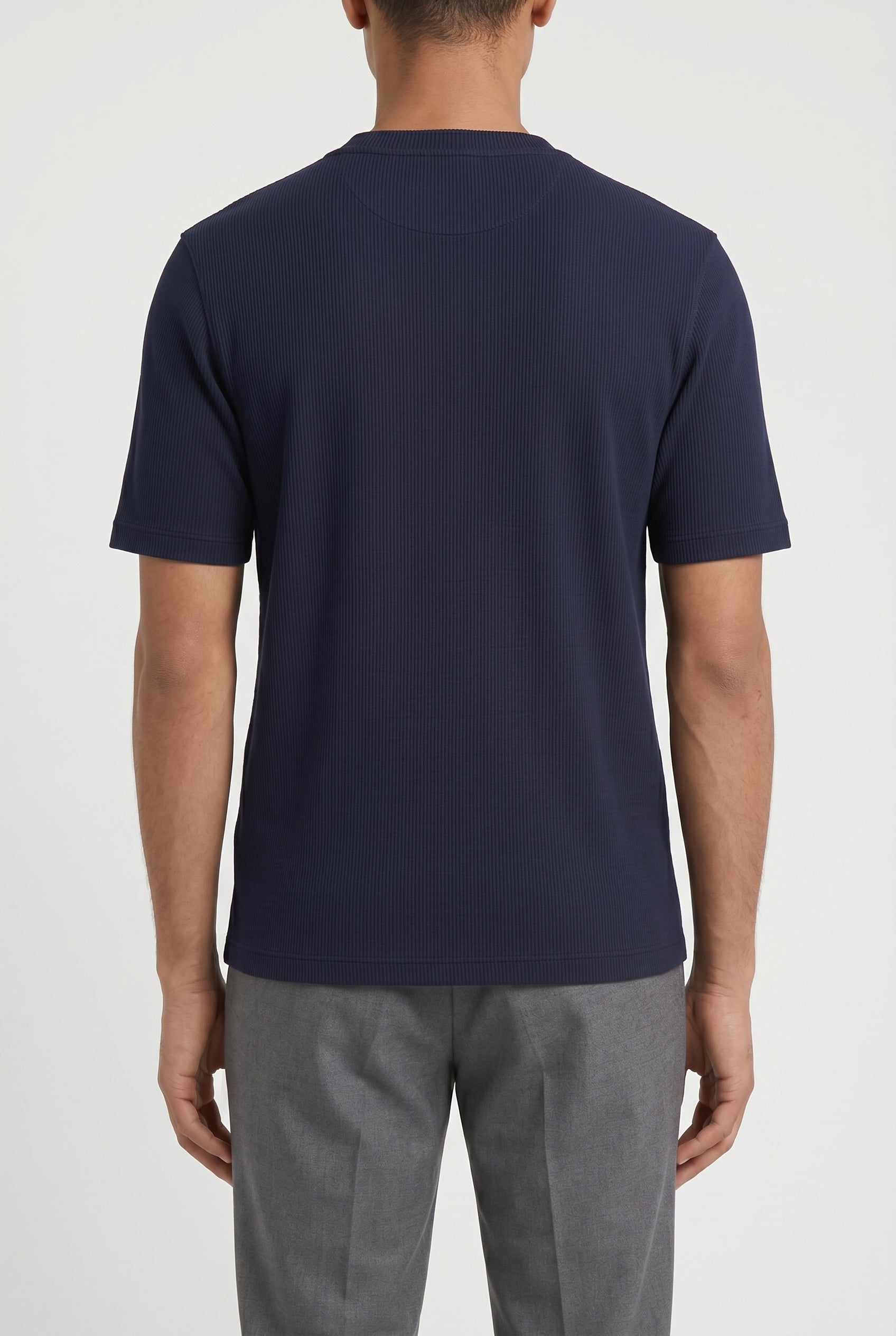 BRUNELLO CUCINELLI MEN'S DARK BLUE COTTON KNIT SHIRT