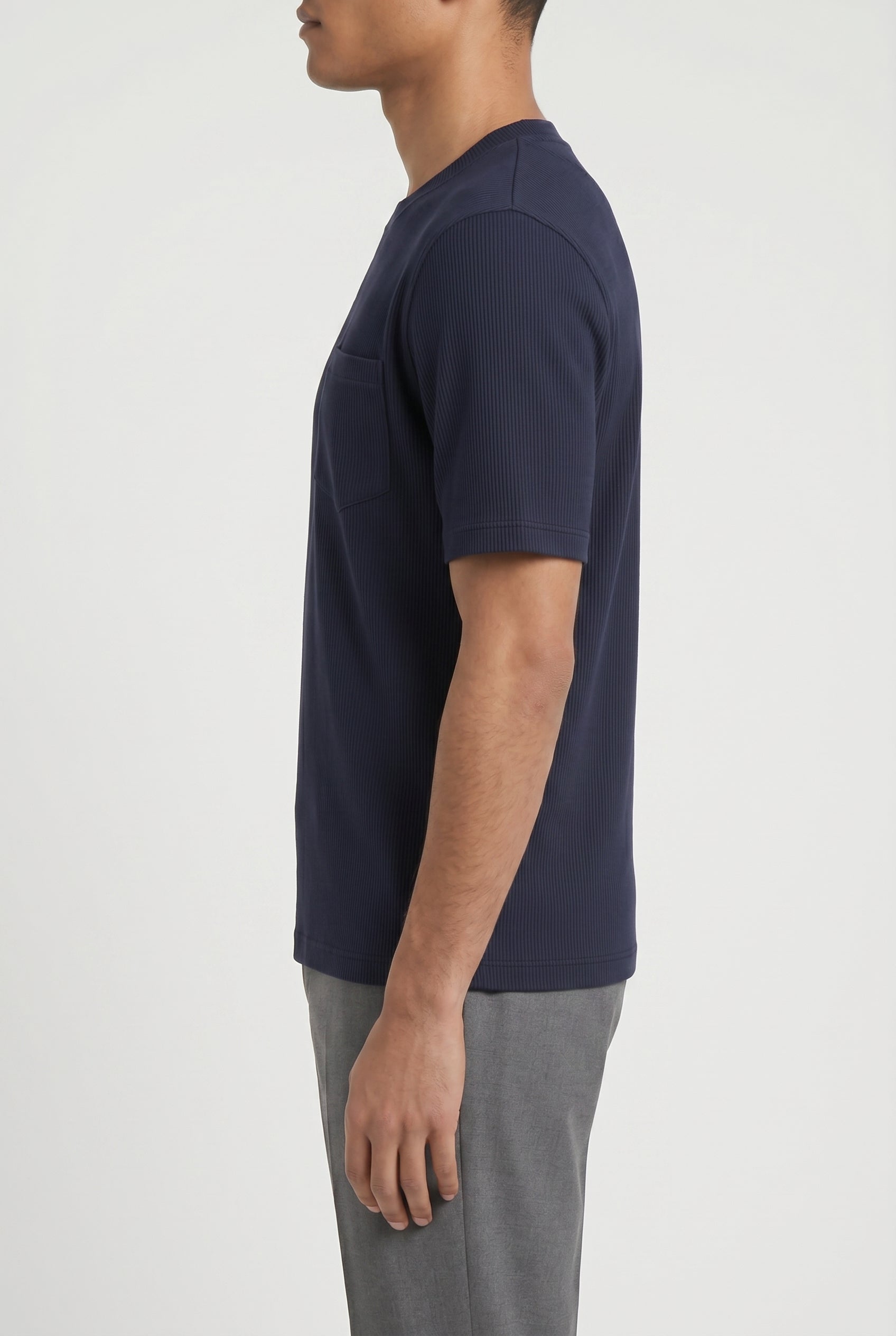 BRUNELLO CUCINELLI MEN'S DARK BLUE COTTON KNIT SHIRT