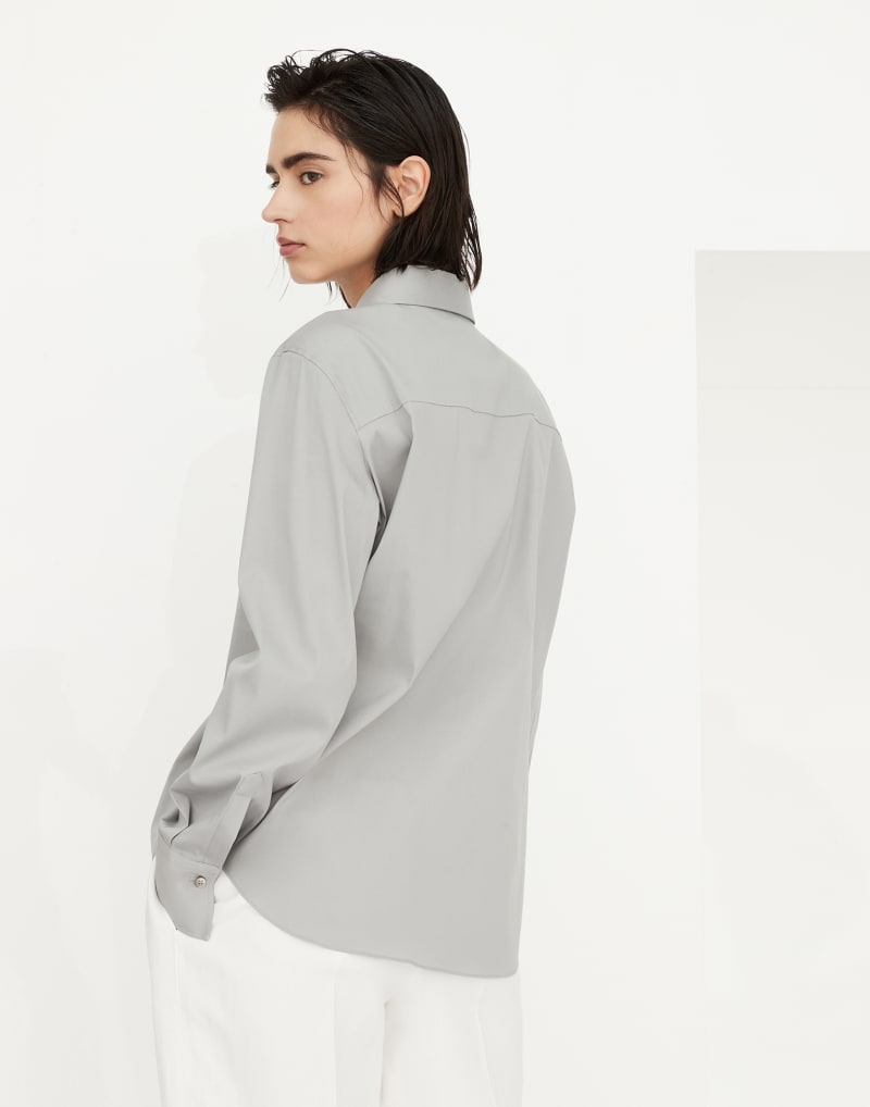 BRUNELLO CUCINELLI WOMEN'S LIGHT GREY CLASSIC SHIRT