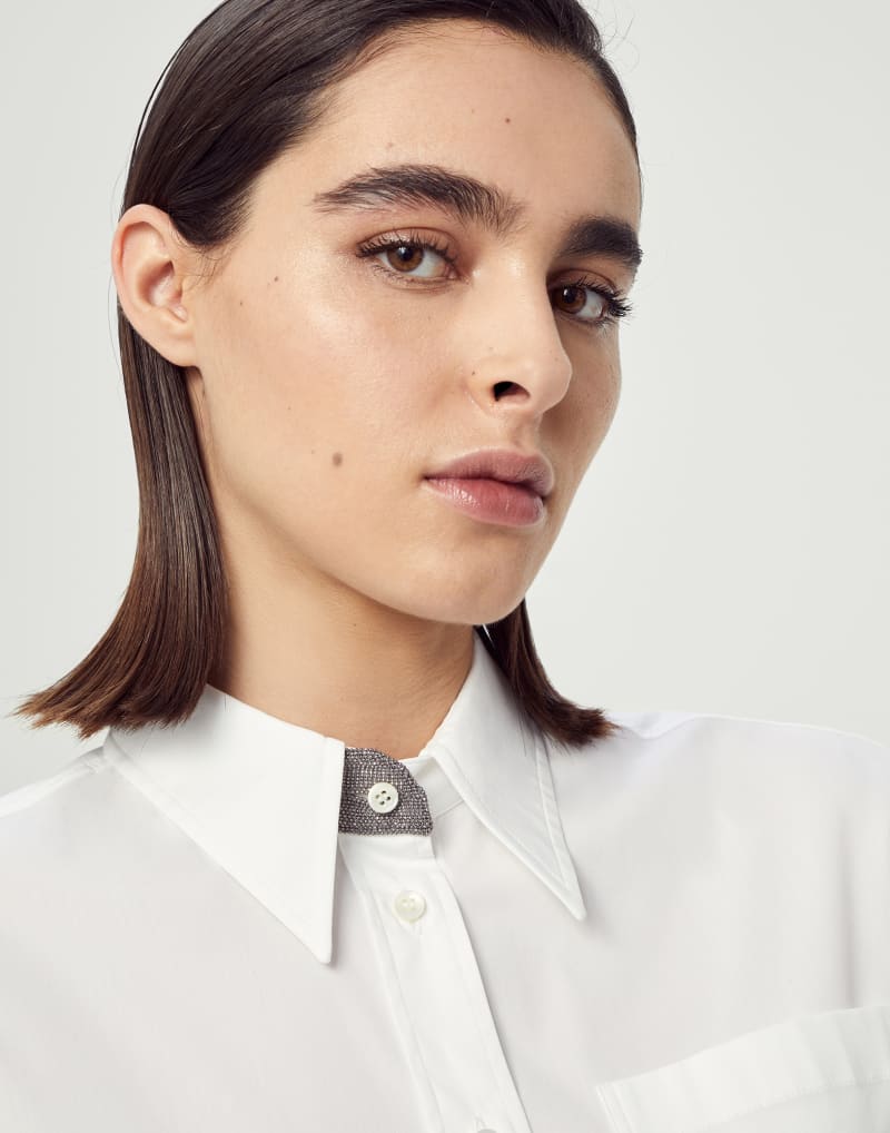 BRUNELLO CUCINELLI WOMEN'S WHITE COTTON BUTTON DOWN SHIRT