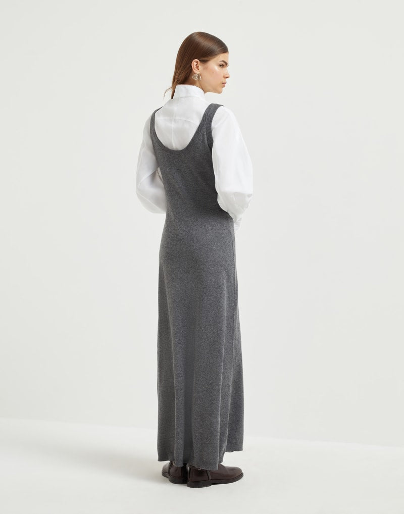 BRUNELLO CUCINELLI WOMEN'S CHARCOAL SCOOP NECK MAXI DRESS