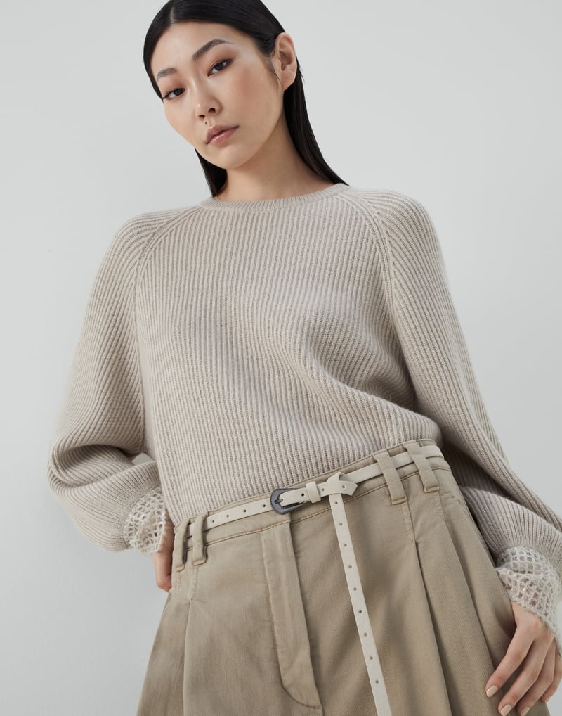 BRUNELLO CUCINELLI WOMEN'S OFF WHITE LEATHER BELT