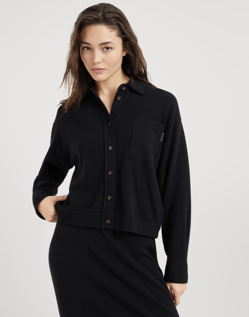 BRUNELLO CUCINELLI WOMEN'S BLACK WOOL BUTTON FRONT SWEATER