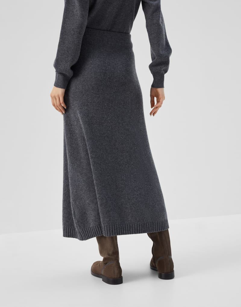 BRUNELLO CUCINELLI WOMEN'S LEAD WOOL SILK BLEND KNIT MIDI SKIRT
