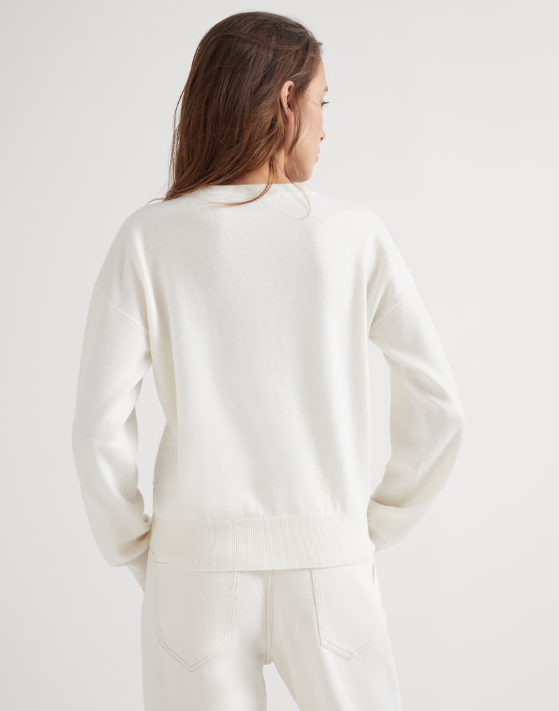 BRUNELLO CUCINELLI WOMEN'S WHITE WOOL SILK SWEATER
