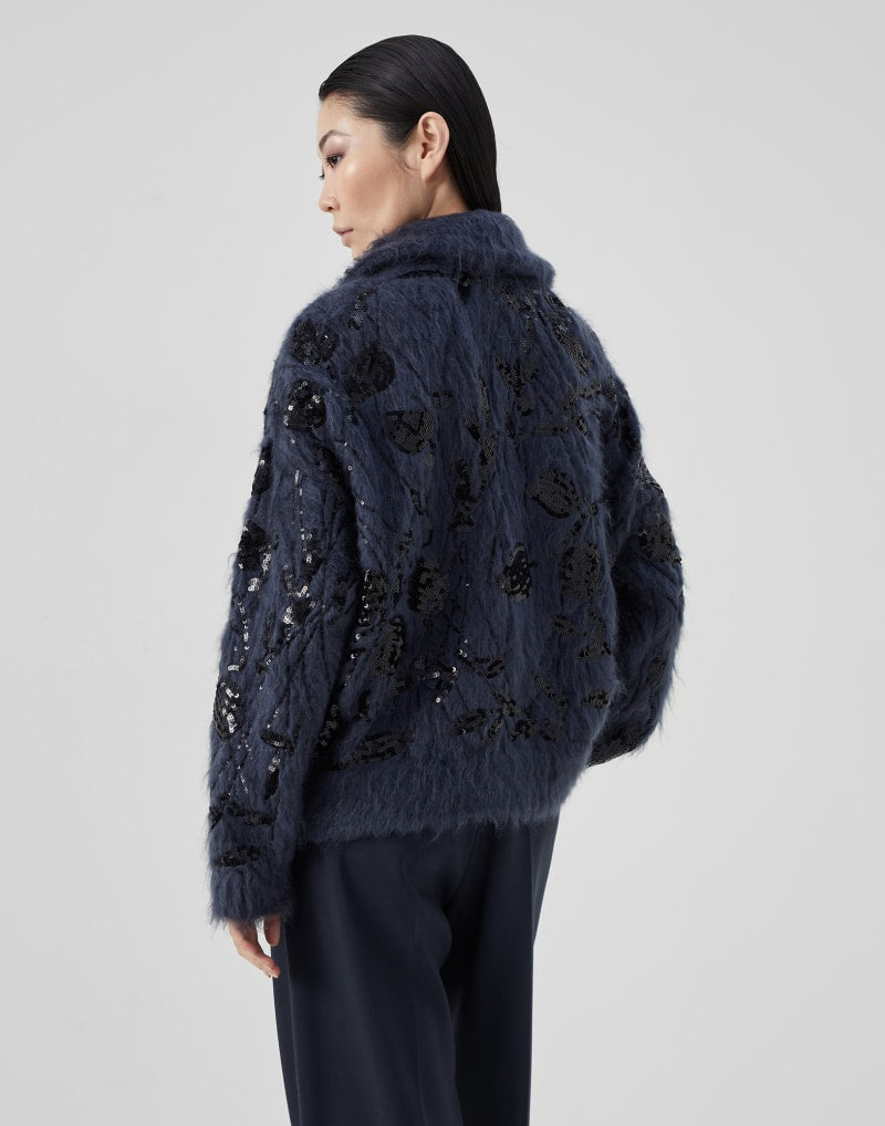 BRUNELLO CUCINELLI WOMEN'S NIGHT SKY WOOL MOHAIR EMBELLISHED SWEATER
