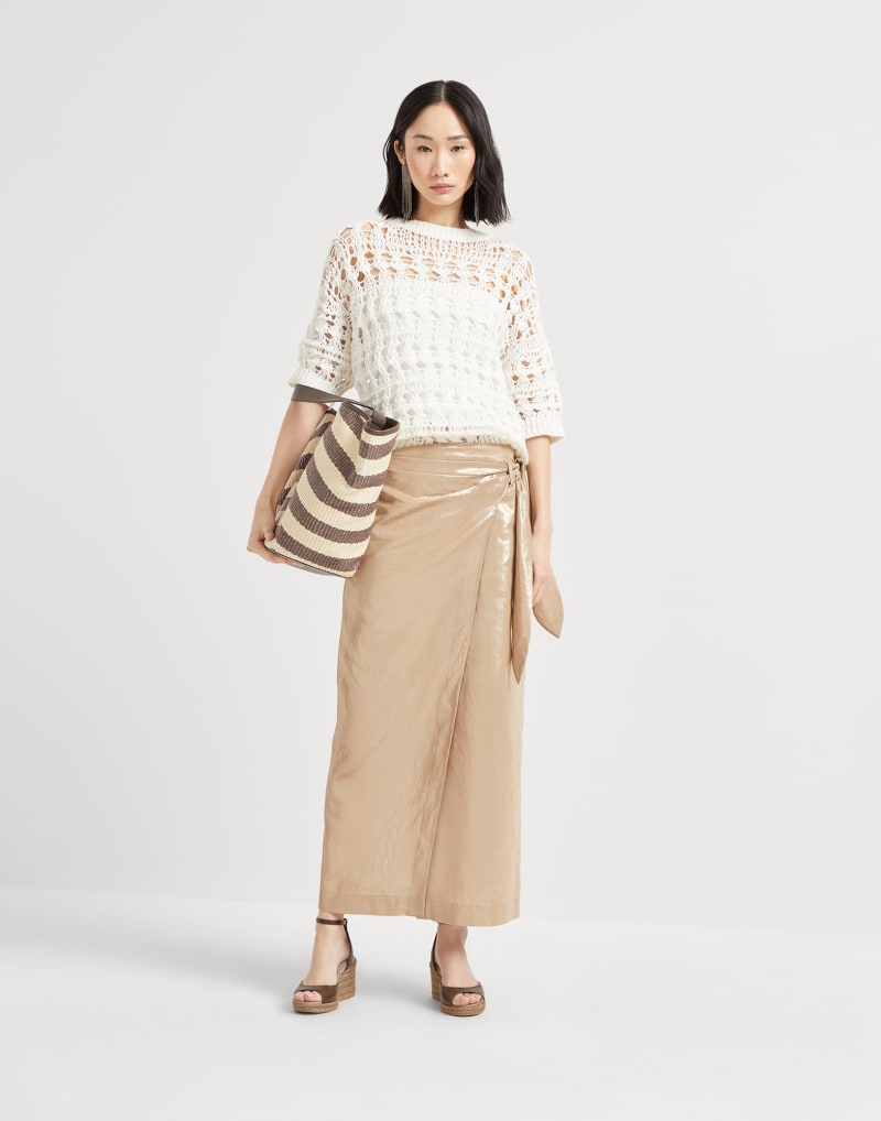 BRUNELLO CUCINELLI WOMEN'S OFF WHITE OPEN KNIT SWEATER