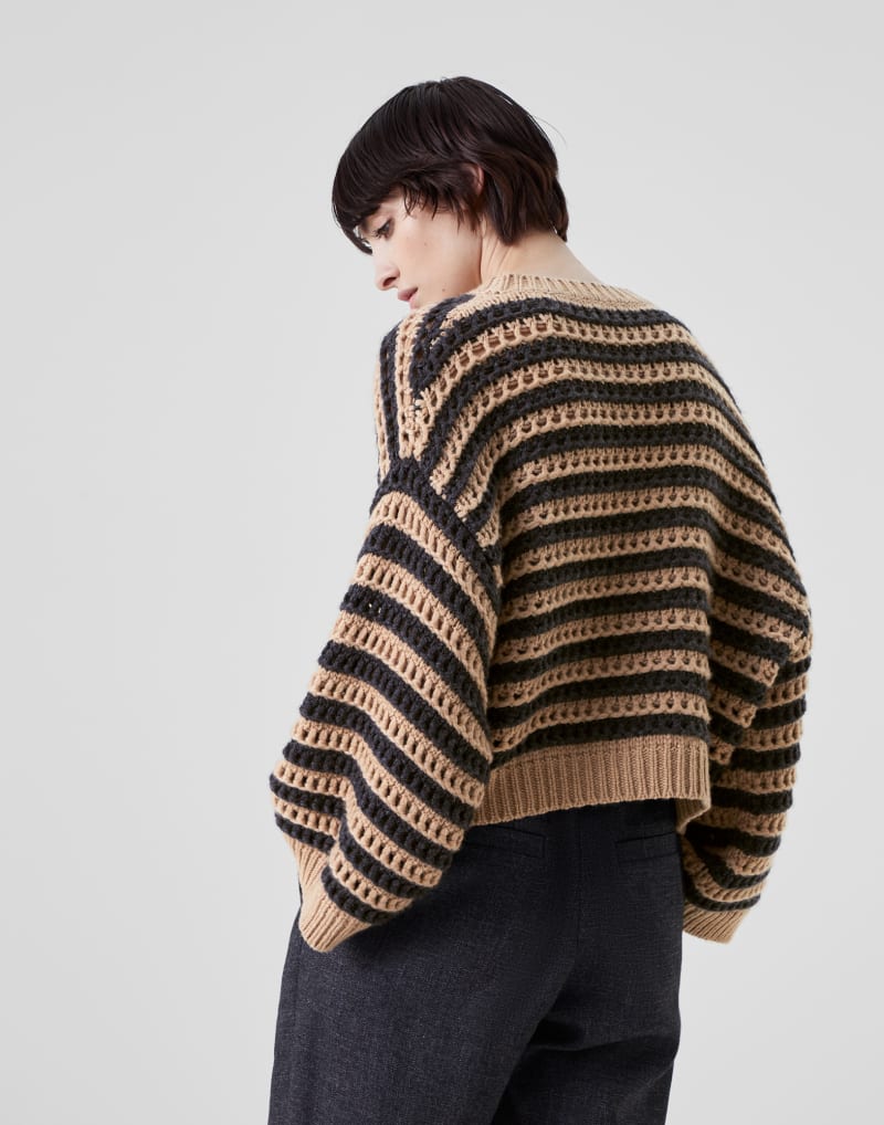 BRUNELLO CUCINELLI WOMEN'S STRIPED WOOL SILK SWEATER