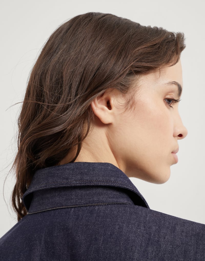BRUNELLO CUCINELLI WOMEN'S DARK BLUE COTTON SHIRT