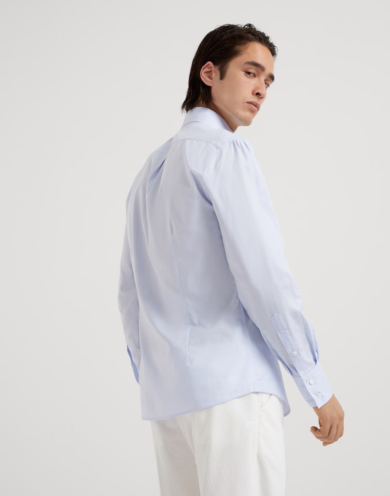 BRUNELLO CUCINELLI MEN'S SKY BLUE COTTON BUTTON DOWN SHIRT