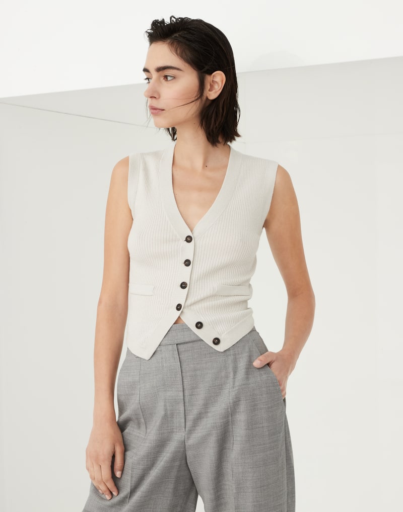 BRUNELLO CUCINELLI WOMEN'S WARM WHITE WOOL BLEND SHIRT