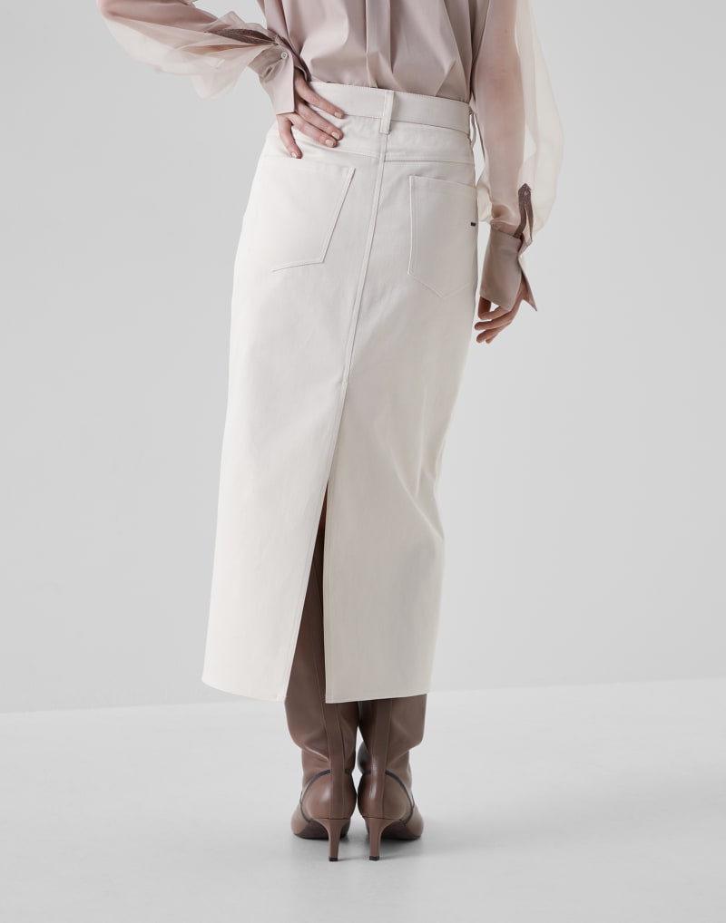 BRUNELLO CUCINELLI WOMEN'S OFF WHITE STRAIGHT COTTON SKIRT