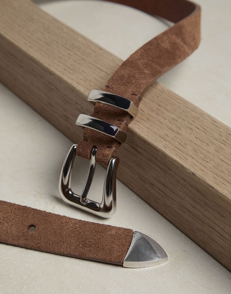 BRUNELLO CUCINELLI MEN'S HAVANA LEATHER BELT
