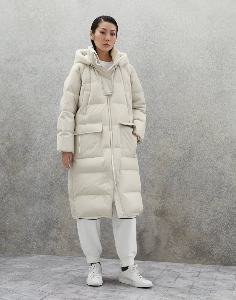BRUNELLO CUCINELLI WOMEN'S DOVE GREY LONG PADDED JACKET