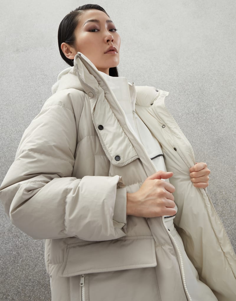 BRUNELLO CUCINELLI WOMEN'S DOVE GREY LONG PADDED JACKET