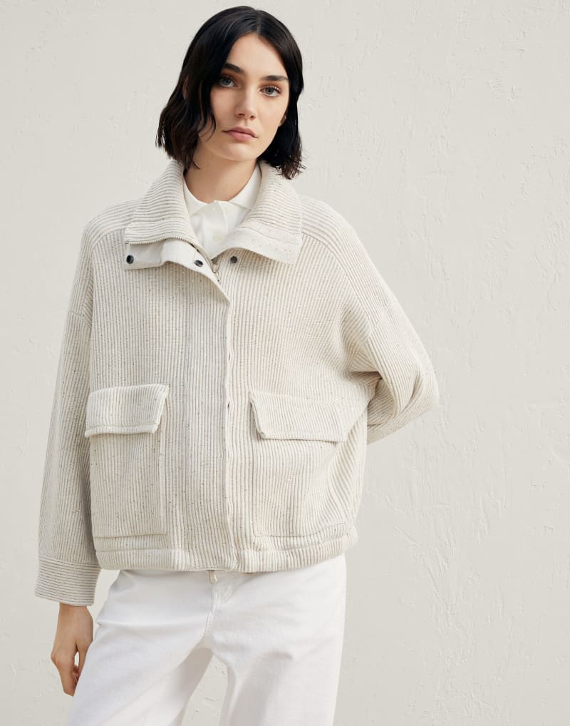 BRUNELLO CUCINELLI WOMEN'S OFF WHITE RELAXED COTTON JACKET