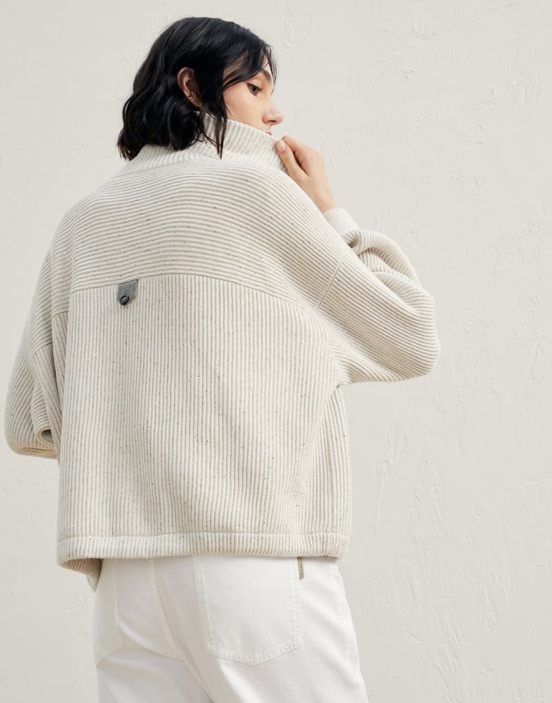 BRUNELLO CUCINELLI WOMEN'S OFF WHITE RELAXED COTTON JACKET