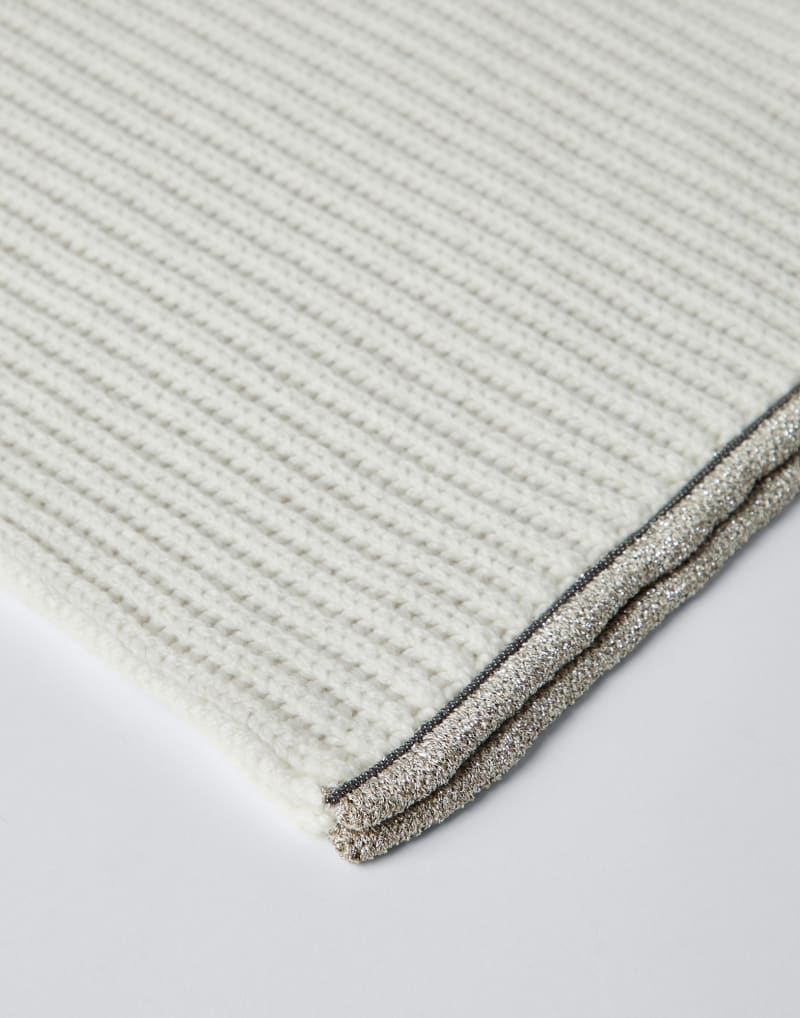 BRUNELLO CUCINELLI WOMEN'S ICE WHITE WOOL RIBBED SCARF