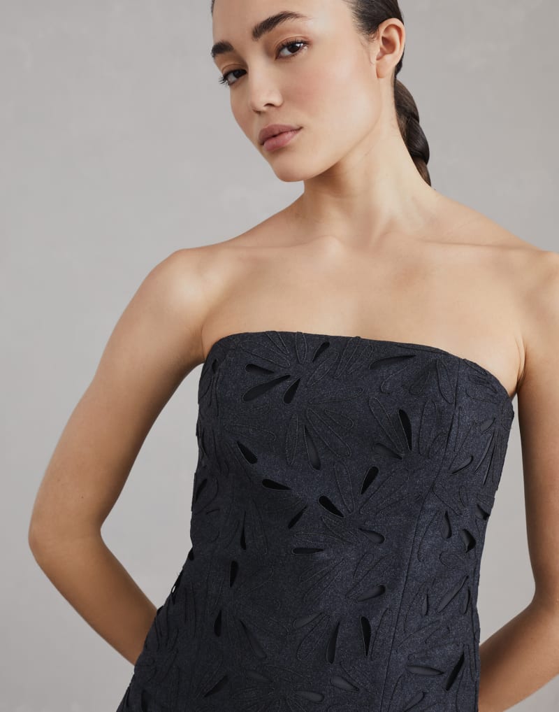 BRUNELLO CUCINELLI WOMEN'S DARK GREY JACQUARD BUSTIER TOP
