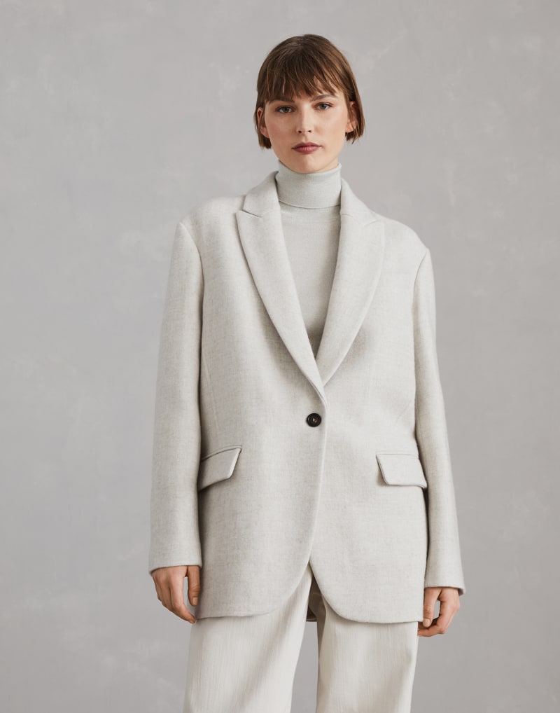 BRUNELLO CUCINELLI WOMEN'S MOTHER OF PEARL WOOL RELAXED JACKET