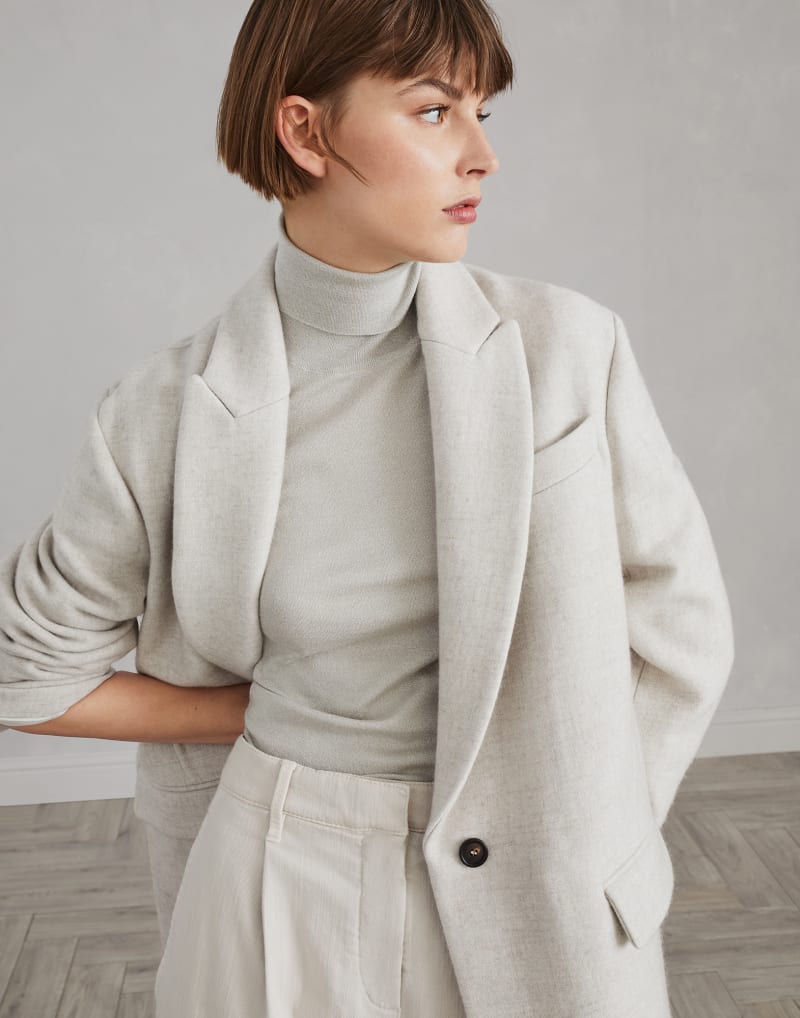 BRUNELLO CUCINELLI WOMEN'S MOTHER OF PEARL WOOL RELAXED JACKET
